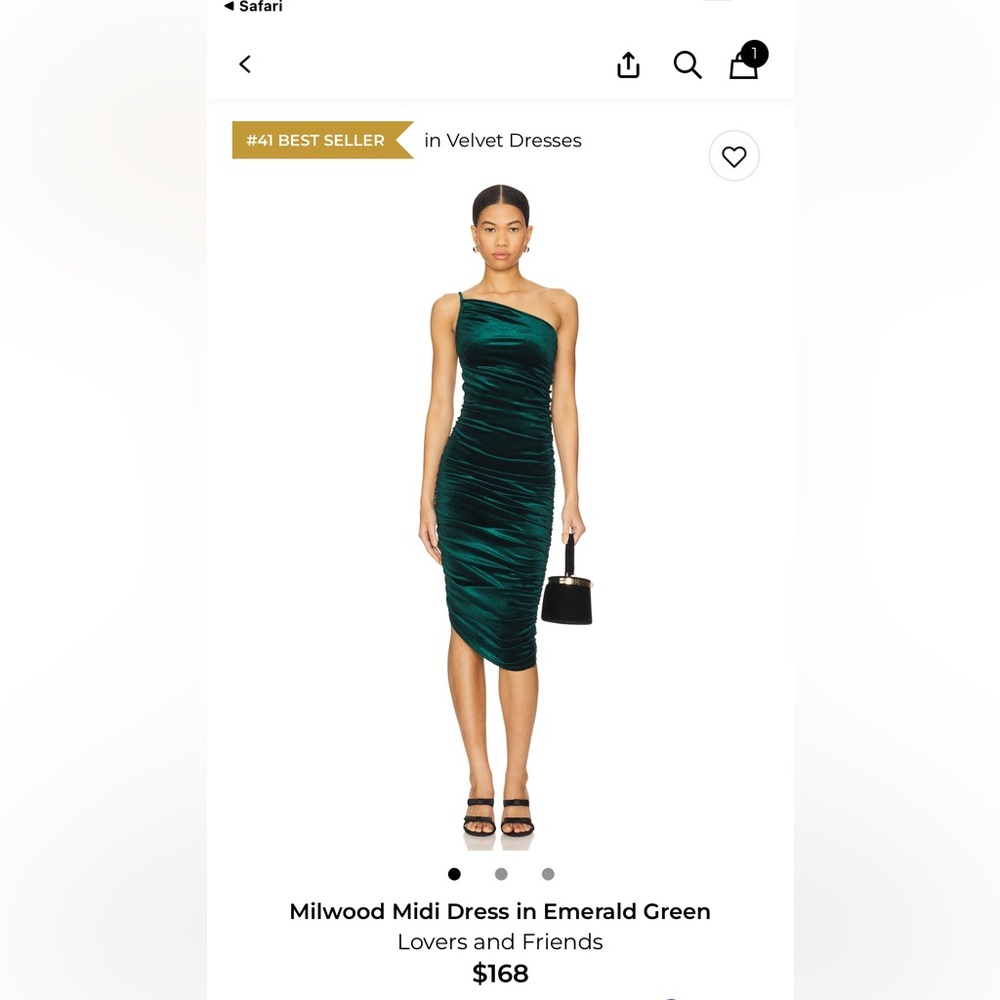 Lovers Friends NEVER WORN VelvetDress in Emerald Green still selling on revolve